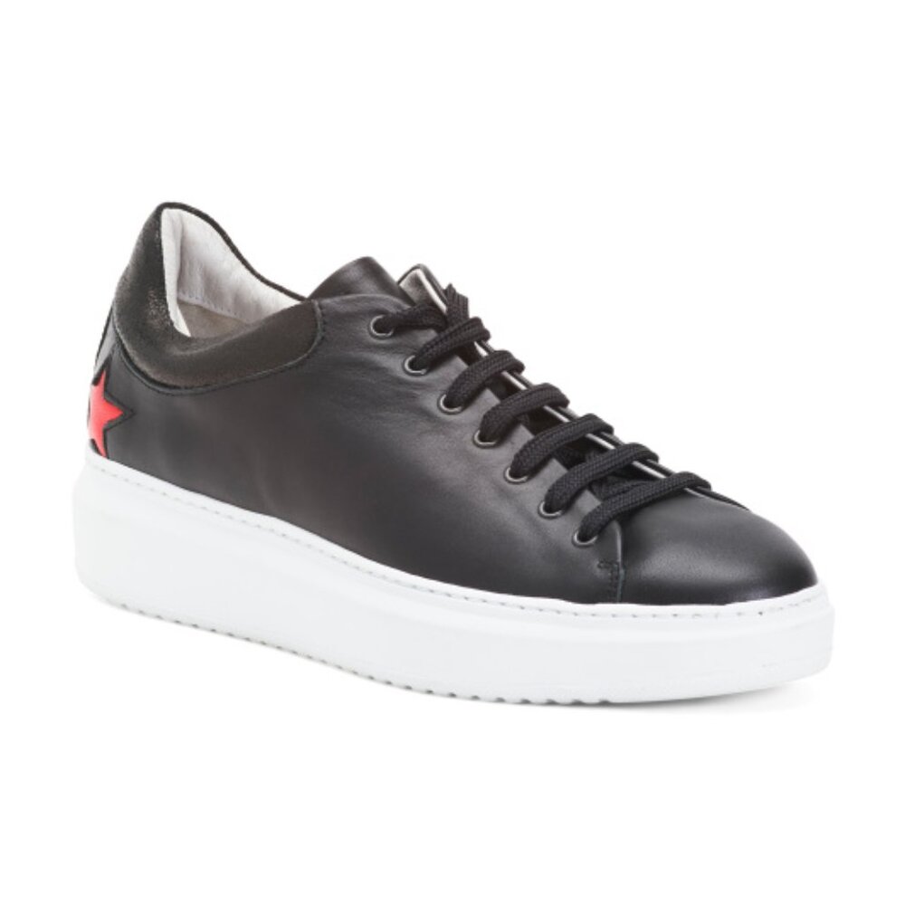 NEW DEABUSED Leather Star Sneakers black for women 462tn